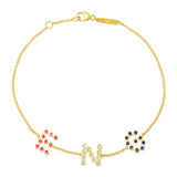 (3 Initials) DSJ's Signature Meaningful Multi Birthstone & Initial Bracelet - Dana Seng Jewelry Collection