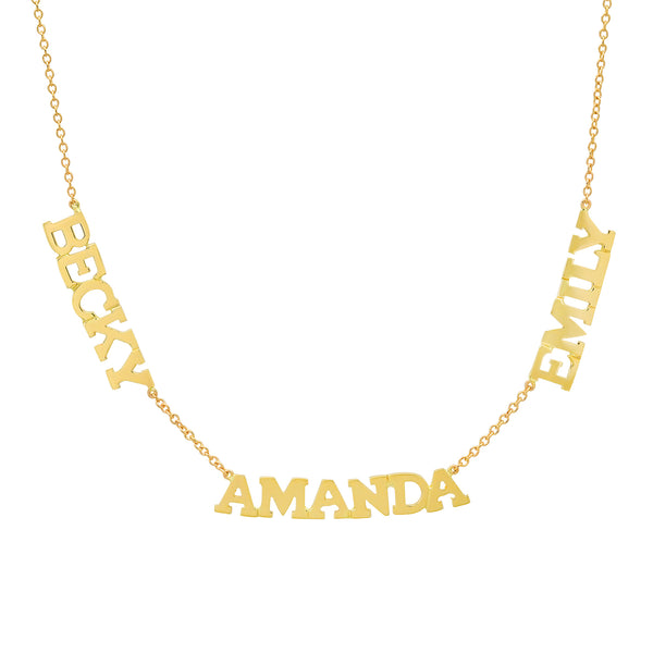For Pricing Inquiry, Please Email Us (contact@danasengjewelry.com) / Precious Solid 14k Gold Multi Name Necklace