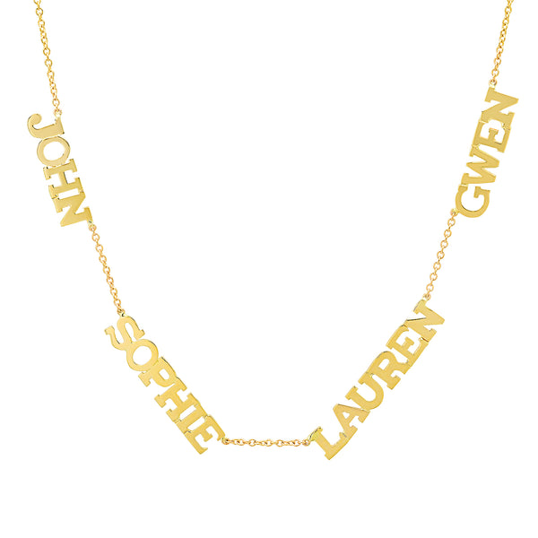 For Pricing Inquiry, Please Email Us (contact@danasengjewelry.com) / Precious Solid 14k Gold Multi Name Necklace
