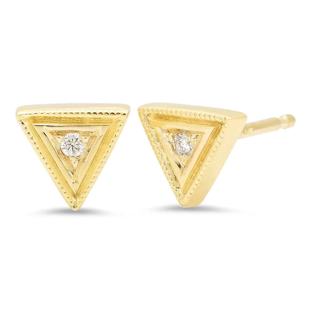 Triangle Diamond Birthstone Stud Earrings