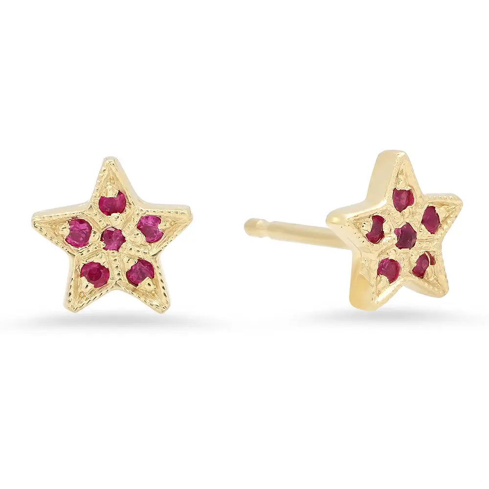 Baby Star Ruby Stud Earrings