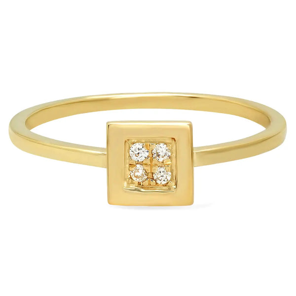 Mini Square Charm Diamond Ring