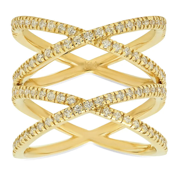 Double Criss Cross Diamond Ring - Dana Seng Jewelry Collection