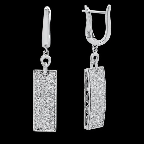 Luxurious Rectangular Diamond Dangle Earrings - Dana Seng Jewelry Collection