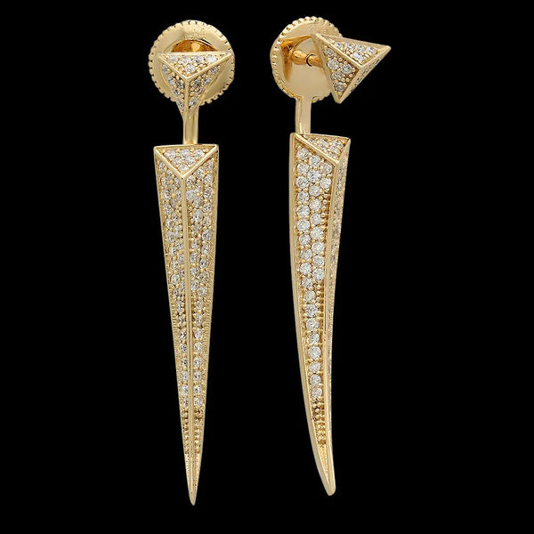 Elongated Pyramids Diamond Ear Jackets - Dana Seng Jewelry Collection