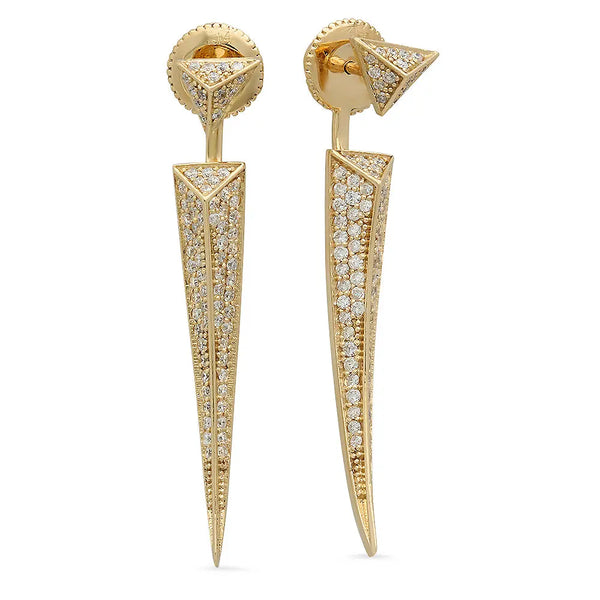 Elongated Pyramids Diamond Ear Jackets - Dana Seng Jewelry Collection