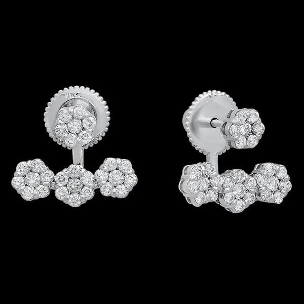 Flower Floating Diamond Ear Jackets - Dana Seng Jewelry Collection