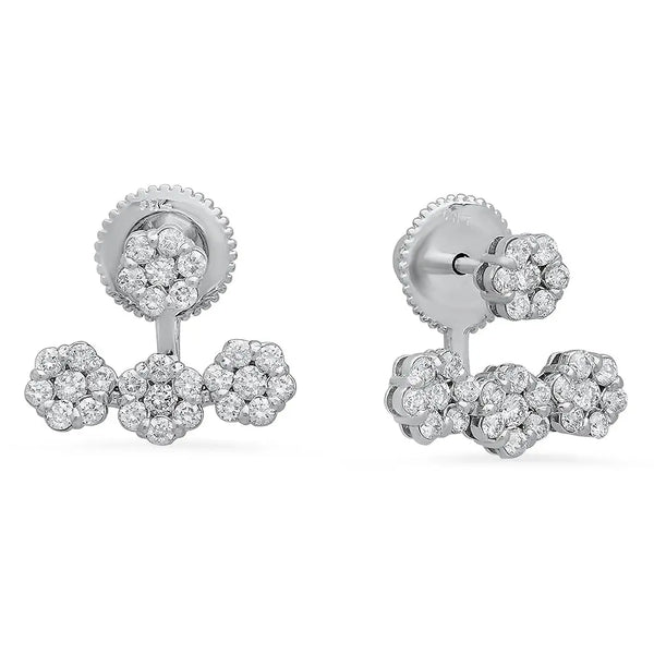 Flower Floating Diamond Ear Jackets - Dana Seng Jewelry Collection