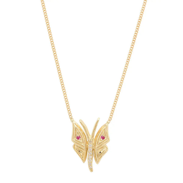 Diamond & Ruby Butterfly Necklace - Dana Seng Jewelry Collection