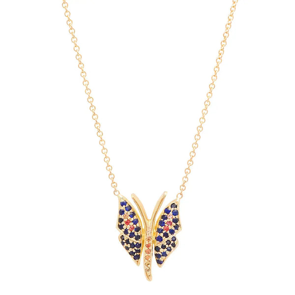 Multi-Colored Sapphire Butterfly Necklace - Dana Seng Jewelry Collection