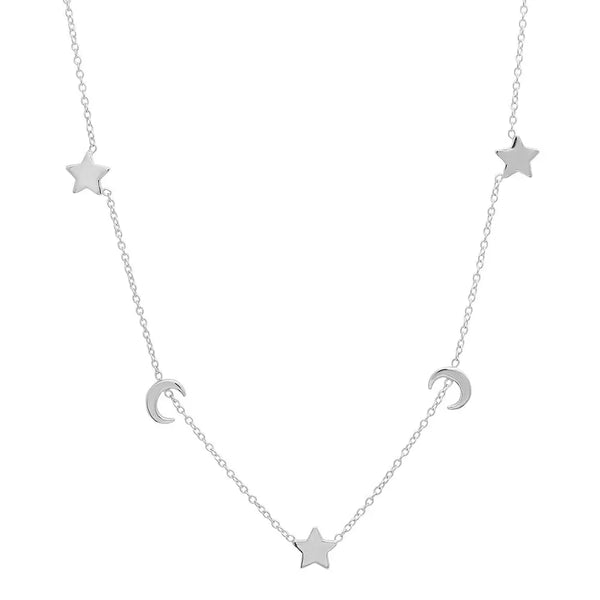 Chic Moons & Stars Gold Station Necklace - Dana Seng Jewelry Collection
