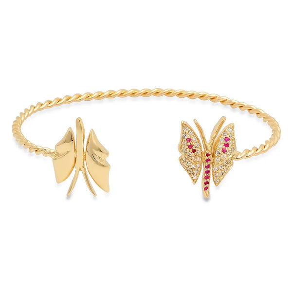 Diamond & Ruby Butterfly Cuff - Dana Seng Jewelry Collection