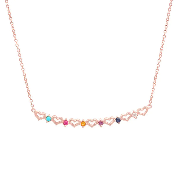 DSJ's Signature Tiny Open Heartbeats Birthstone Necklace - Dana Seng Jewelry Collection