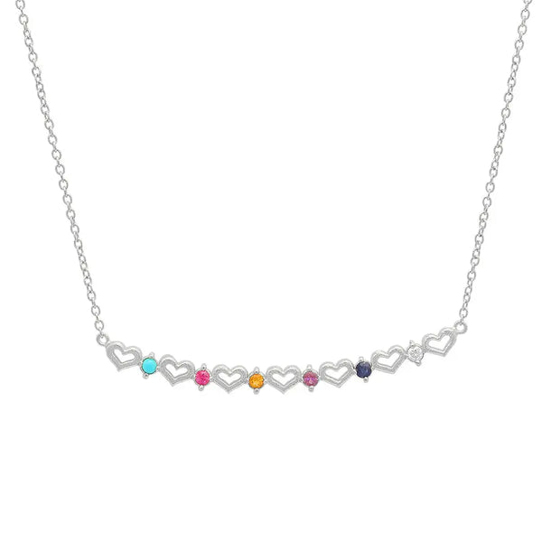 DSJ's Signature Tiny Open Heartbeats Birthstone Necklace - Dana Seng Jewelry Collection