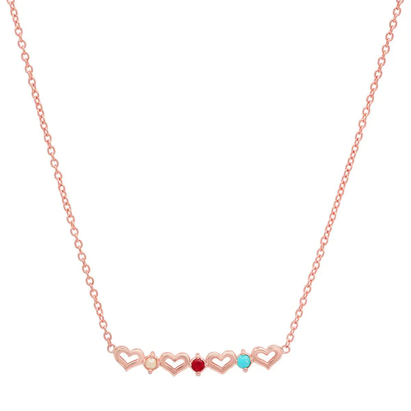 DSJ's Signature Tiny Open Heartbeats Birthstone Necklace - Dana Seng Jewelry Collection
