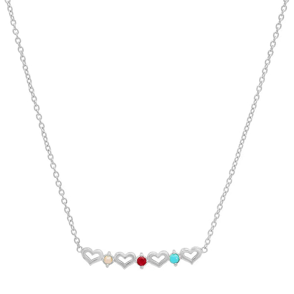 DSJ's Signature Tiny Open Heartbeats Birthstone Necklace - Dana Seng Jewelry Collection