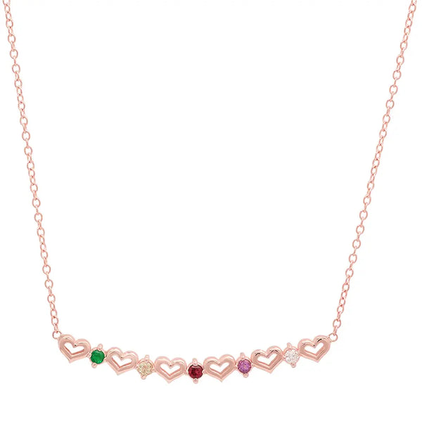 DSJ's Signature Tiny Open Heartbeats Birthstone Necklace - Dana Seng Jewelry Collection
