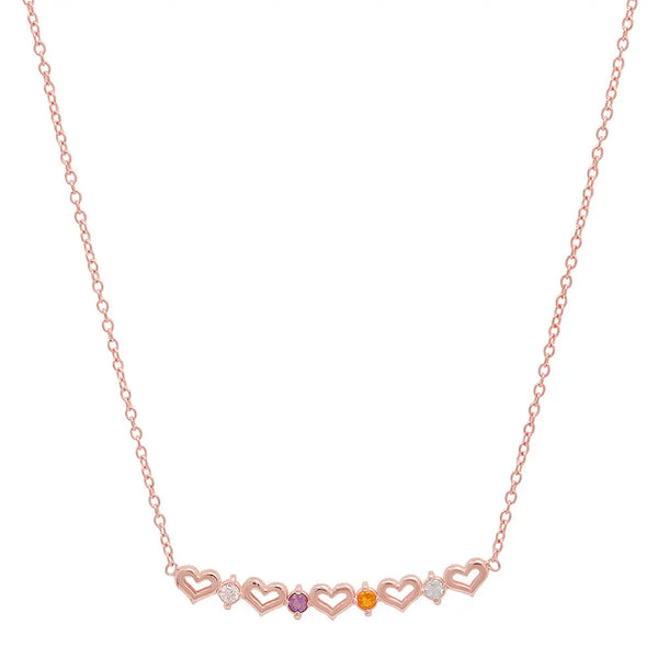DSJ's Signature Tiny Open Heartbeats Birthstone Necklace - Dana Seng Jewelry Collection