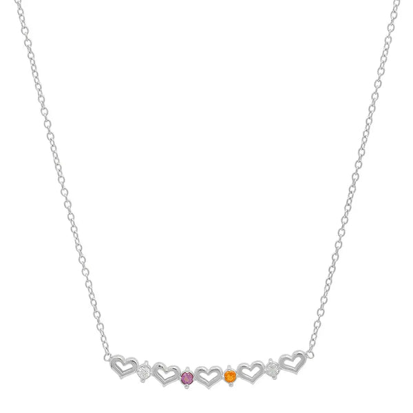 DSJ's Signature Tiny Open Heartbeats Birthstone Necklace - Dana Seng Jewelry Collection