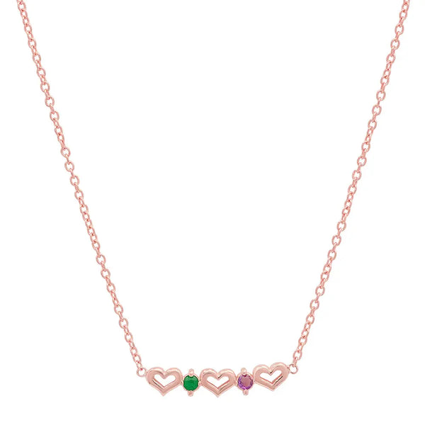 DSJ's Signature Tiny Open Heartbeats Birthstone Necklace - Dana Seng Jewelry Collection