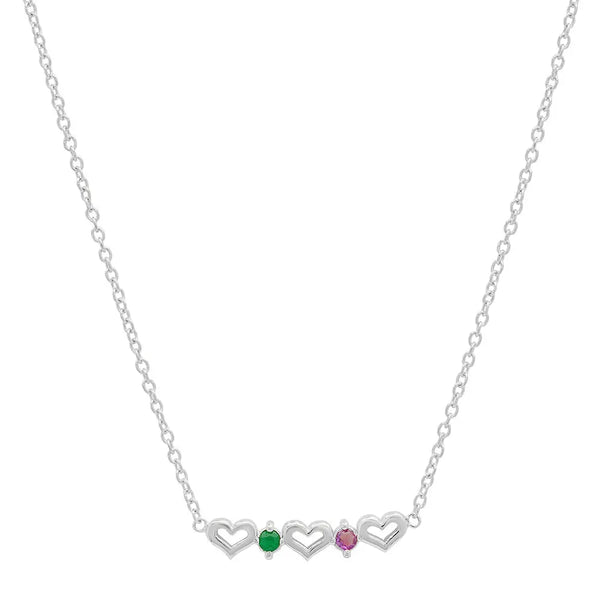 DSJ's Signature Tiny Open Heartbeats Birthstone Necklace - Dana Seng Jewelry Collection