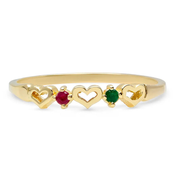 DSJ's Signature Tiny Open Heartbeats Birthstone Ring - Dana Seng Jewelry Collection