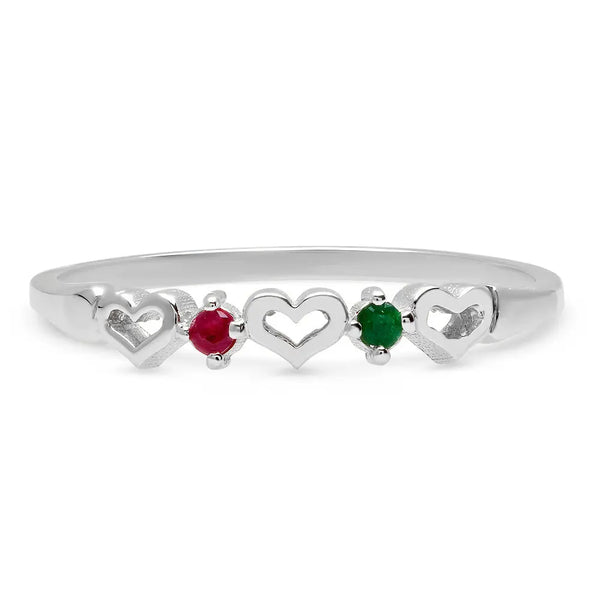 DSJ's Signature Tiny Open Heartbeats Birthstone Ring - Dana Seng Jewelry Collection
