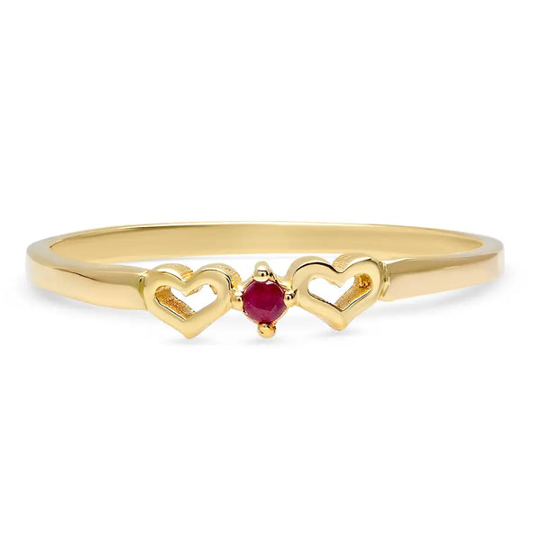 DSJ's Signature Tiny Open Heartbeats Birthstone Ring - Dana Seng Jewelry Collection
