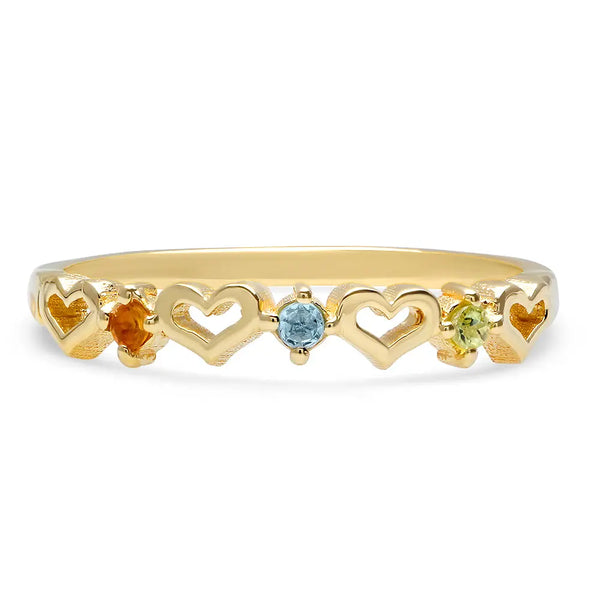 DSJ's Signature Tiny Open Heartbeats Birthstone Ring - Dana Seng Jewelry Collection