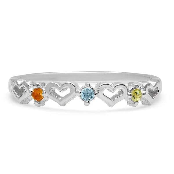 DSJ's Signature Tiny Open Heartbeats Birthstone Ring - Dana Seng Jewelry Collection