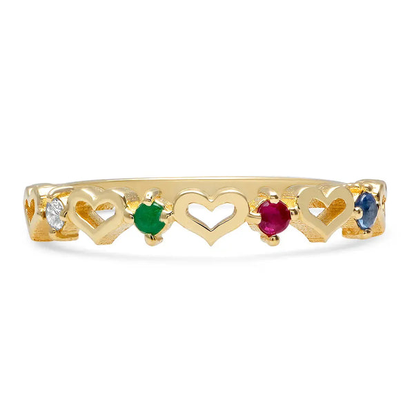 DSJ's Signature Tiny Open Heartbeats Birthstone Ring - Dana Seng Jewelry Collection