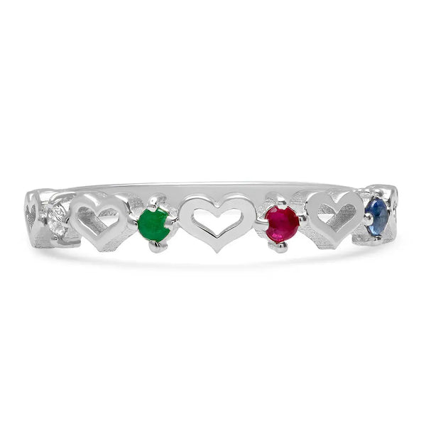 DSJ's Signature Tiny Open Heartbeats Birthstone Ring - Dana Seng Jewelry Collection