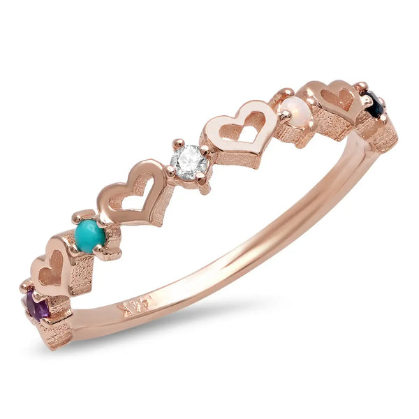 DSJ's Signature Tiny Open Heartbeats Birthstone Ring - Dana Seng Jewelry Collection