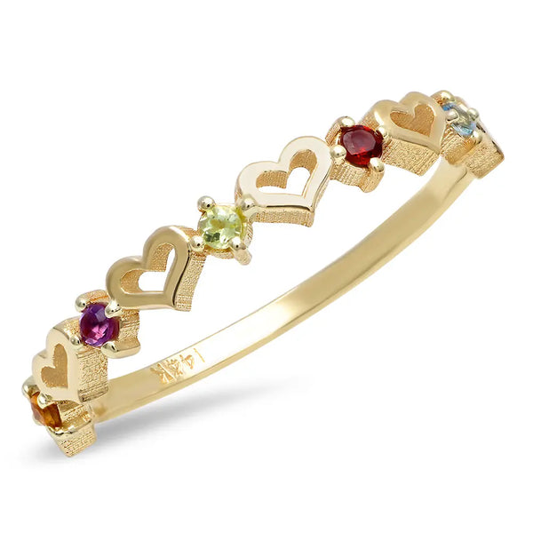 DSJ's Signature Tiny Open Heartbeats Birthstone Ring - Dana Seng Jewelry Collection