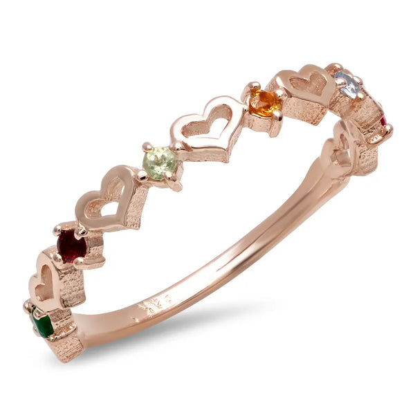 DSJ's Signature Tiny Open Heartbeats Birthstone Ring - Dana Seng Jewelry Collection