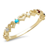 DSJ's Signature Tiny Open Heartbeats Birthstone Ring - Dana Seng Jewelry Collection