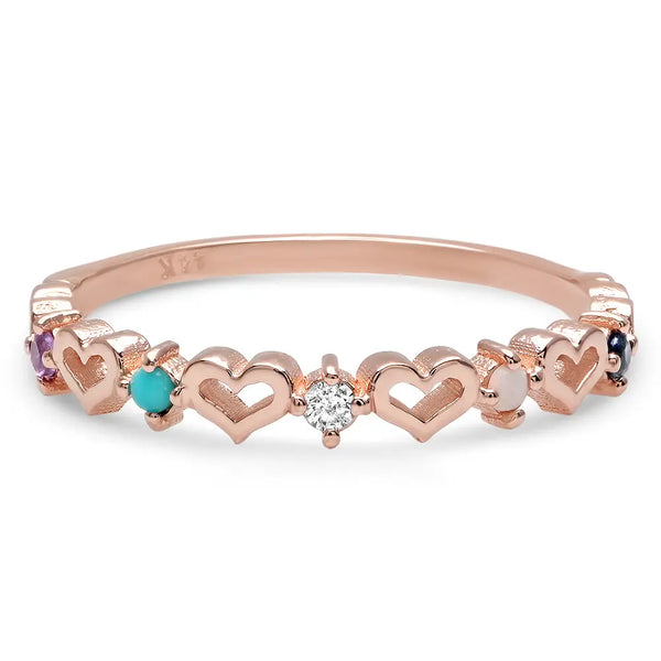 DSJ's Signature Tiny Open Heartbeats Birthstone Ring - Dana Seng Jewelry Collection
