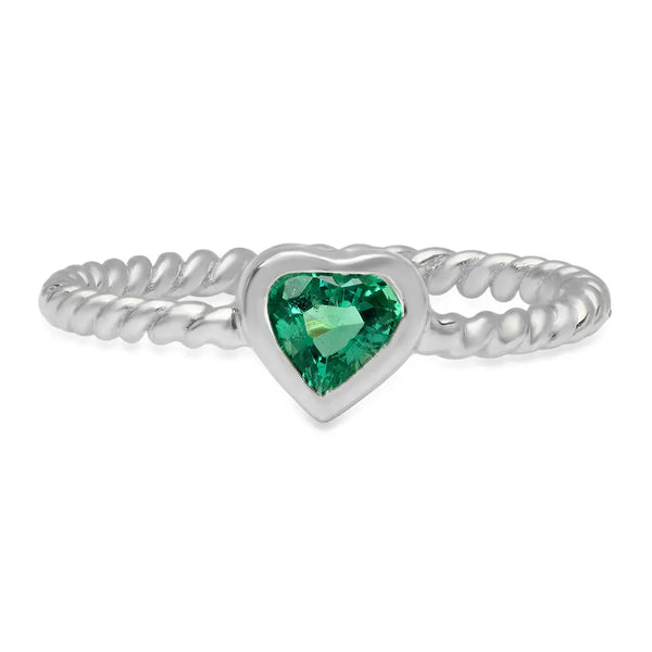 Precious Heart Shaped Emerald Twisted Ring - Dana Seng Jewelry Collection