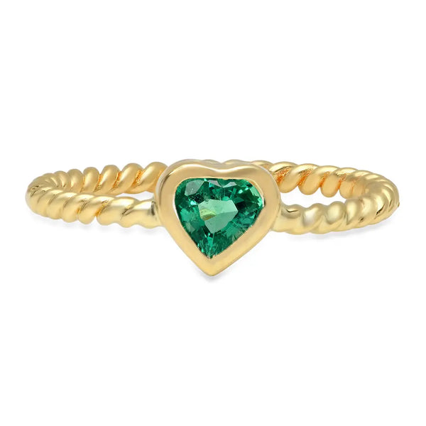 Precious Heart Shaped Emerald Twisted Ring - Dana Seng Jewelry Collection