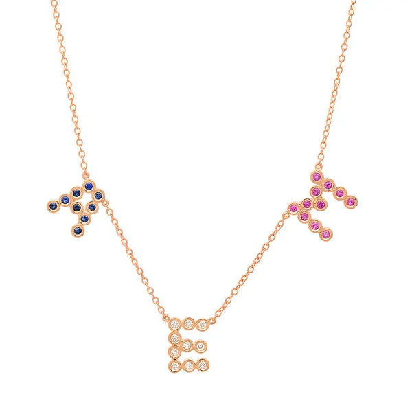 (3 Initials) DSJ's Signature Meaningful Multi Birthstone & Initial Necklace - Dana Seng Jewelry Collection