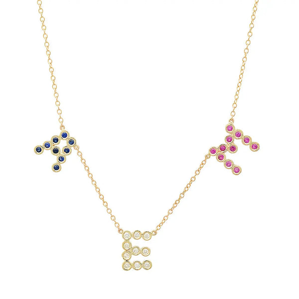 (3 Initials) DSJ's Signature Meaningful Multi Birthstone & Initial Necklace - Dana Seng Jewelry Collection