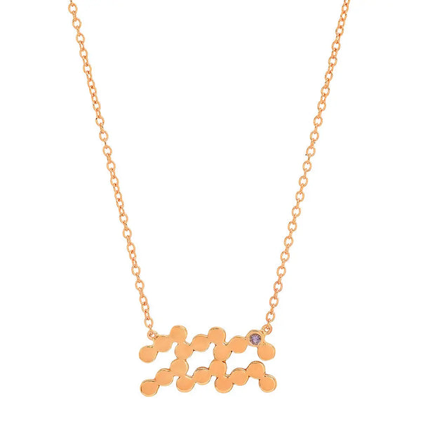 Dana Seng Signature Aquarius Zodiac With Precious Birthstone Necklace - Dana Seng Jewelry Collection