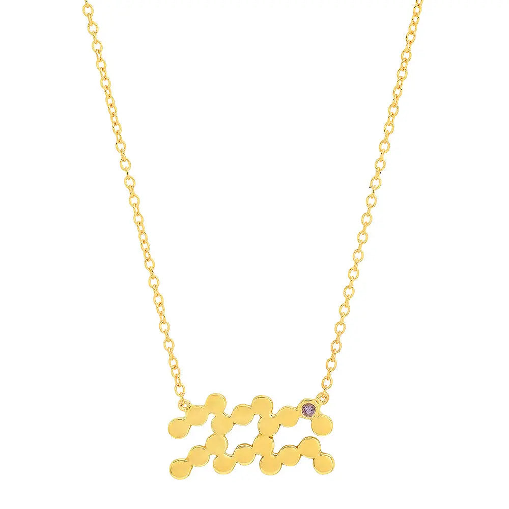Dana Seng Signature Aquarius Zodiac With Precious Birthstone Necklace