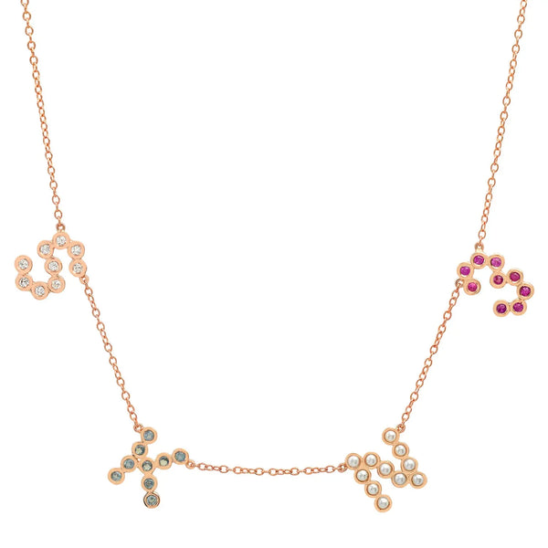 (4 Initials) DSJ's Signature Meaningful Multi Birthstone & Initial Necklace - Dana Seng Jewelry Collection