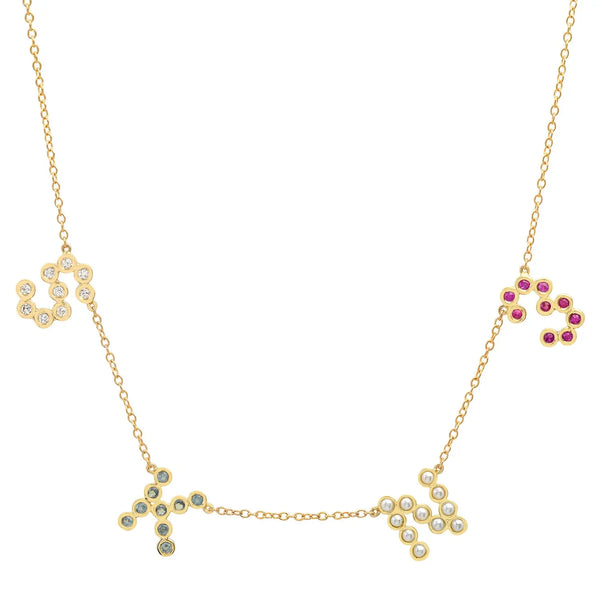 (4 Initials) DSJ's Signature Meaningful Multi Birthstone & Initial Necklace - Dana Seng Jewelry Collection