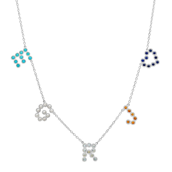 (5 Initials) DSJ's Signature Meaningful Multi Birthstone/Initial Necklace