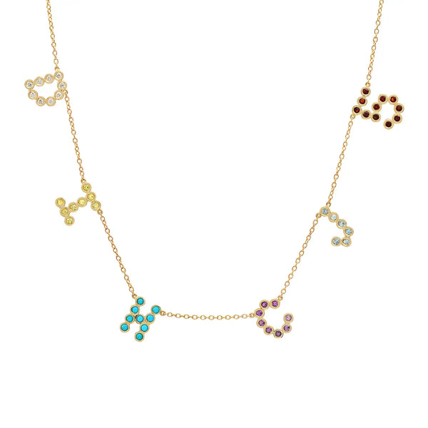 (6 Initials) DSJ's Signature Meaningful Multi Birthstone/Initial Necklace - Dana Seng Jewelry Collection