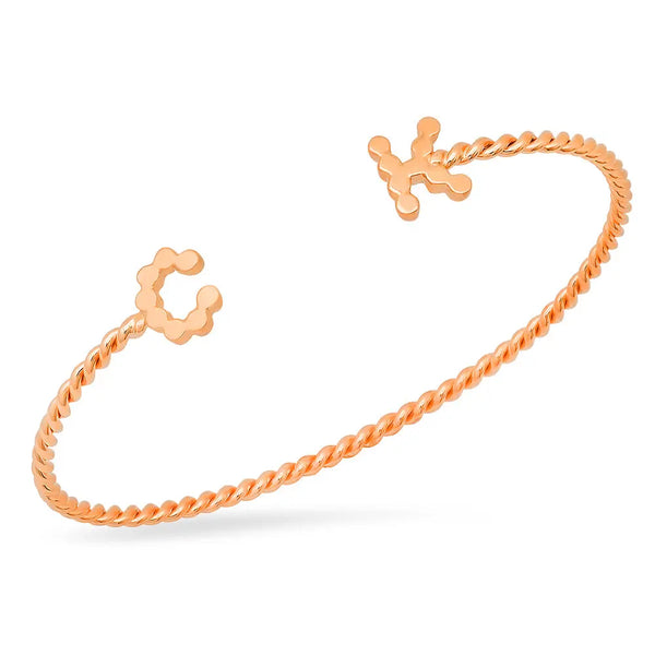 DSJ's Signature Meaningful Gold Initial/Number/Heart Twisted Cuff - Dana Seng Jewelry Collection