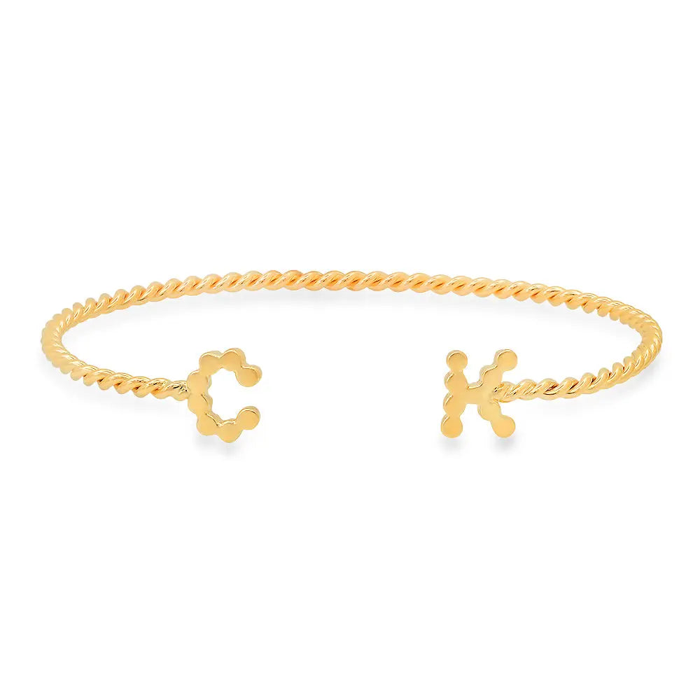 DSJ's Signature Meaningful Gold Initial/Number/Heart Twisted Cuff