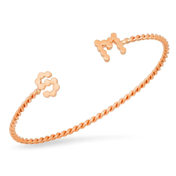 DSJ's Signature Meaningful Gold Initial/Number/Heart Twisted Cuff - Dana Seng Jewelry Collection